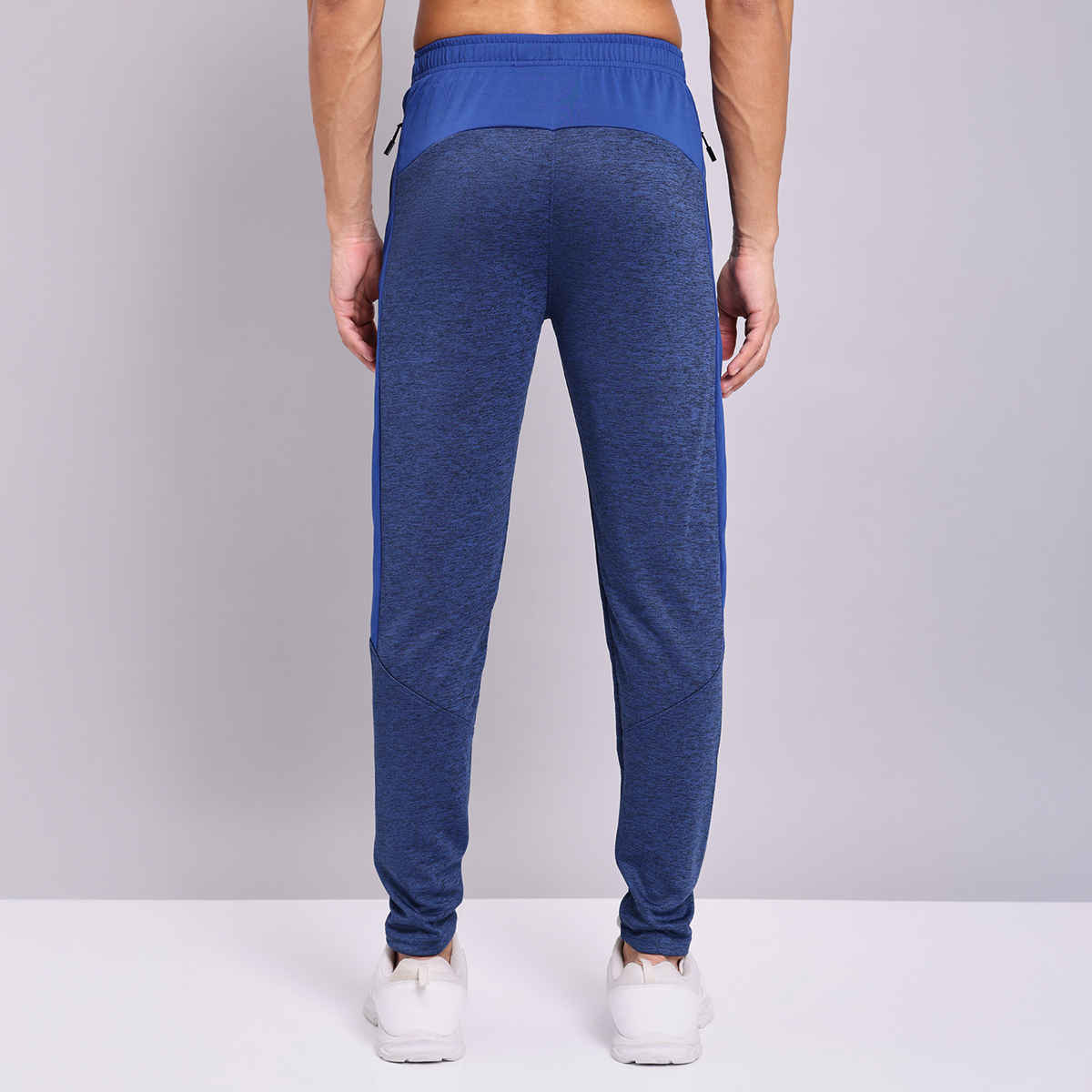 Technosport Men Poly Melange Slim Fit Sports Trackpants with TECHNO DRY | Denim Melange | L