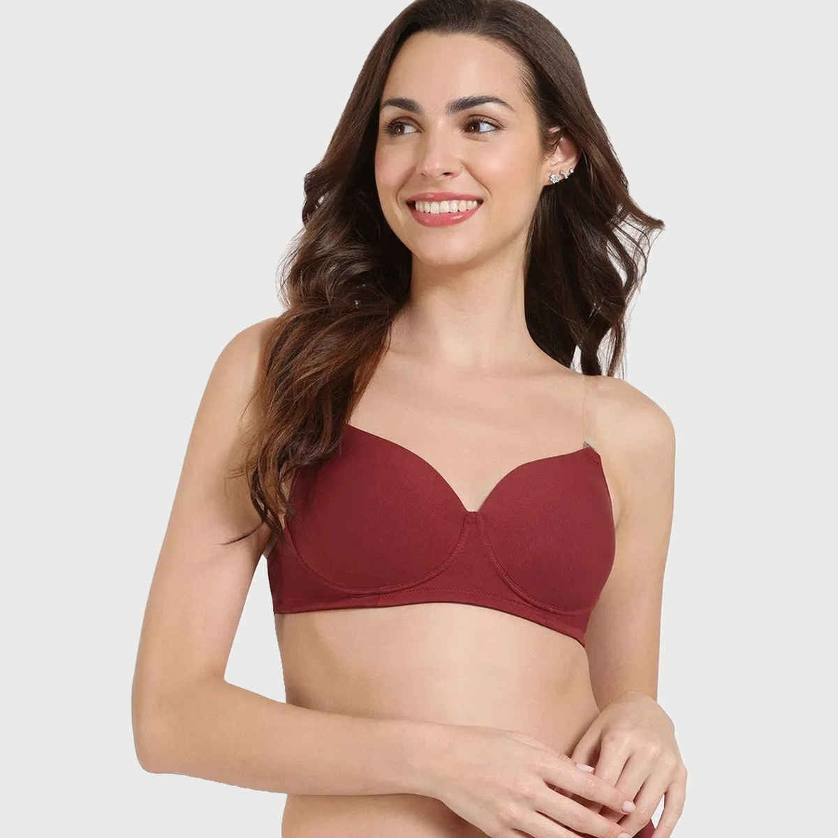 Zivame Women's Beautiful Basics Padded Non Wired 3/4Th Coverage Backless Bra | Red - 34D
