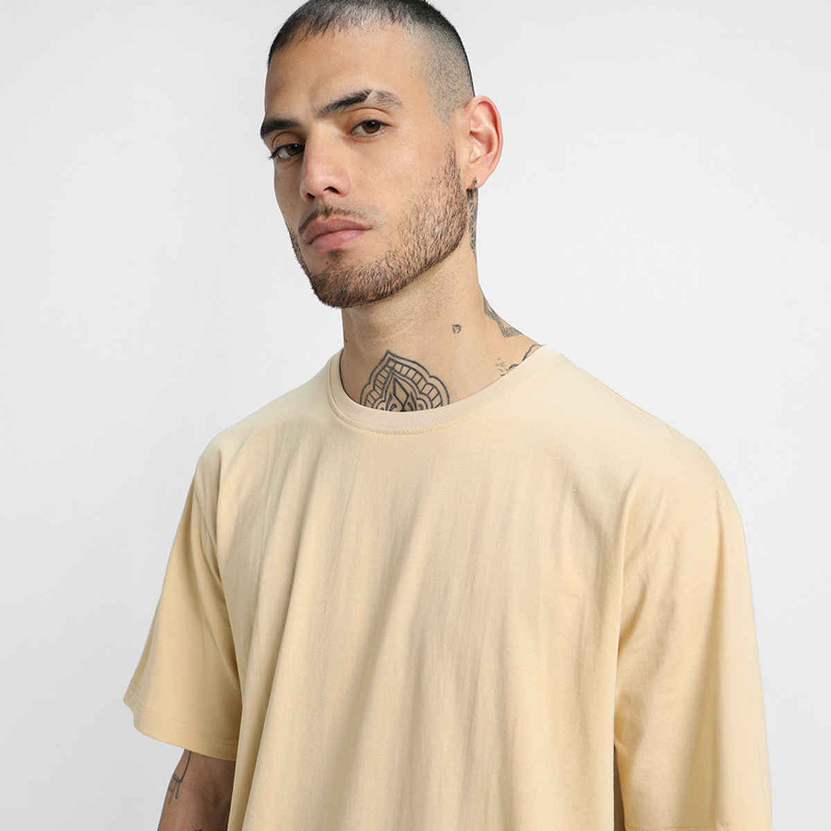 Veirdo Pure Cotton Oversized Fit Round Neck Swanwhite T-Shirt For Men - XXL