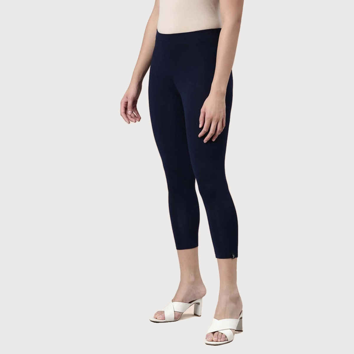 Twin Birds Women's High Ankle Legging | Navy Ribbon - M