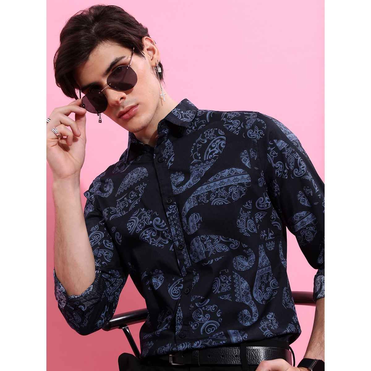 Ketch Men Slim Fit Floral Printed Casual Shirt | Blue | XL