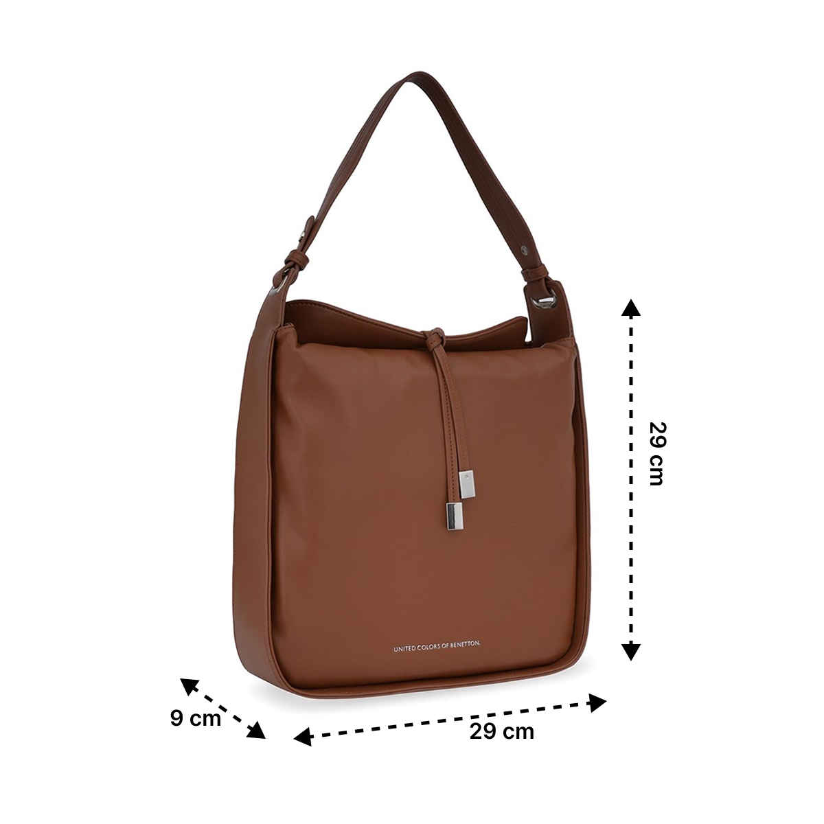 United Colors Of Benetton Women's Solid PU 7.57 L Shoulder Handle Hobo Handbag | Brown - L