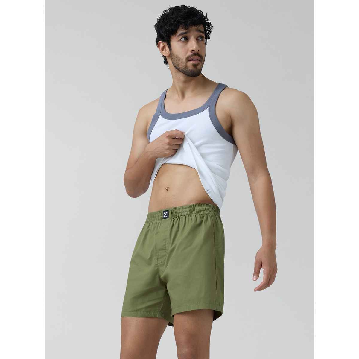 XYXX Men's Cotton Solid Inner Boxers Pack of 1, Army Green| XXL