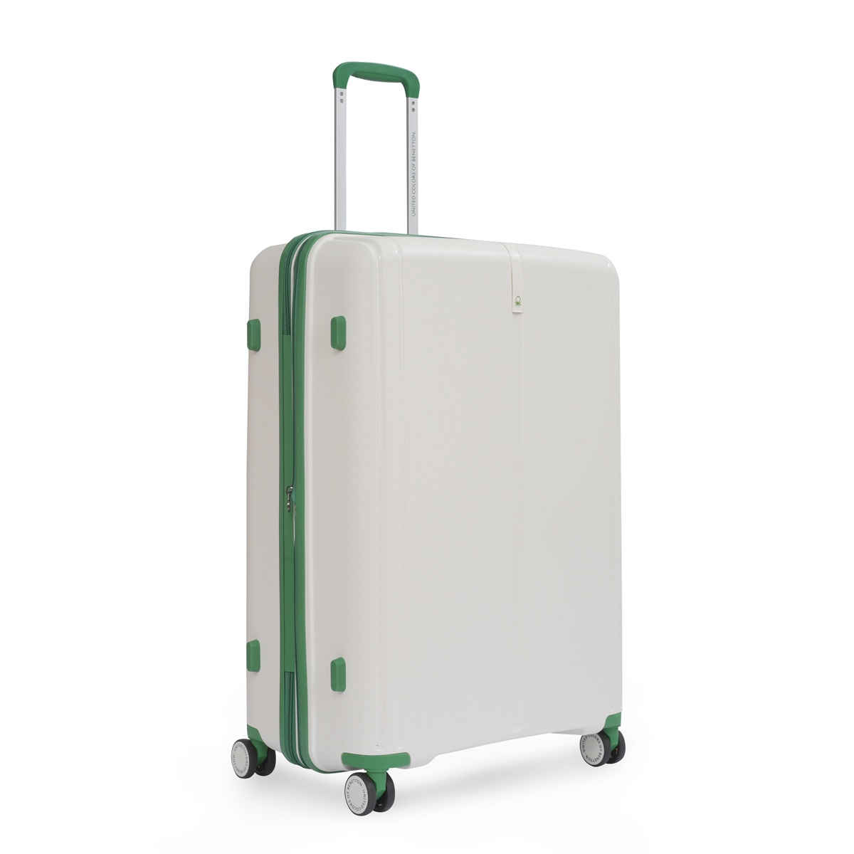 United Colors Of Benetton Solid Polycarbonate 137L Retractable Hard Luggage Trolley Bag | White - M