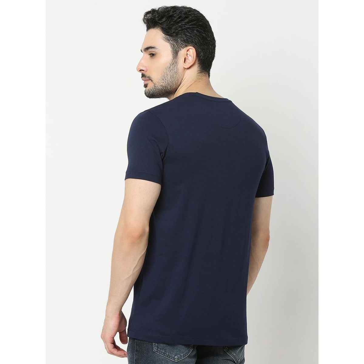 Underjeans by Spykar Men Pure Cotton T-shirt | Navy - L