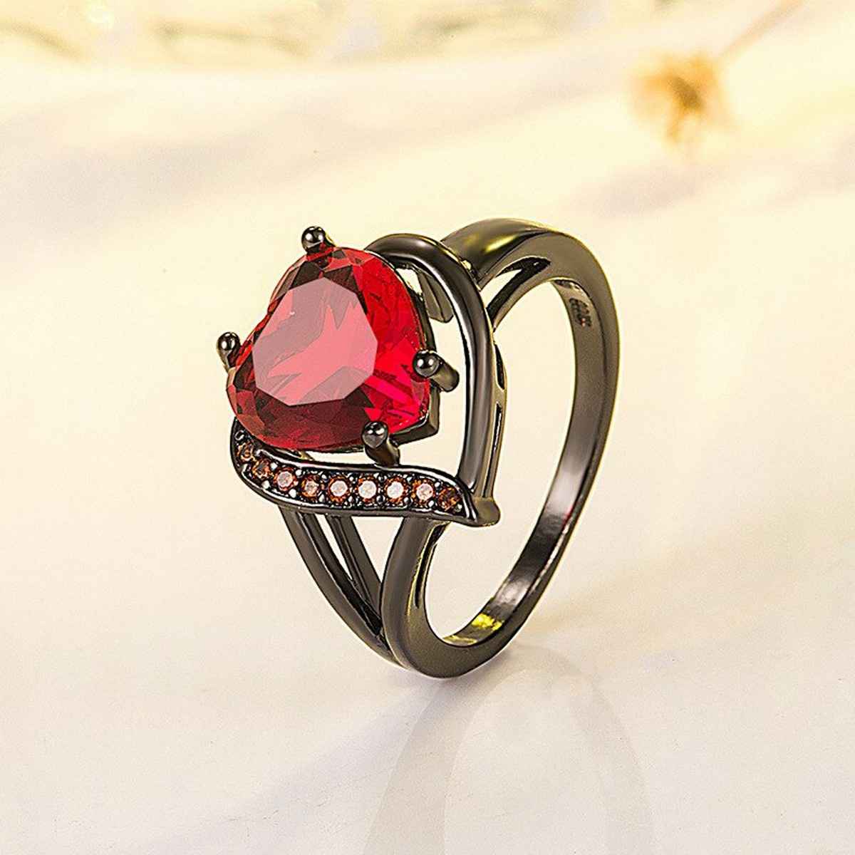 Fashion Frill Women's Heart Rings Red Onesize