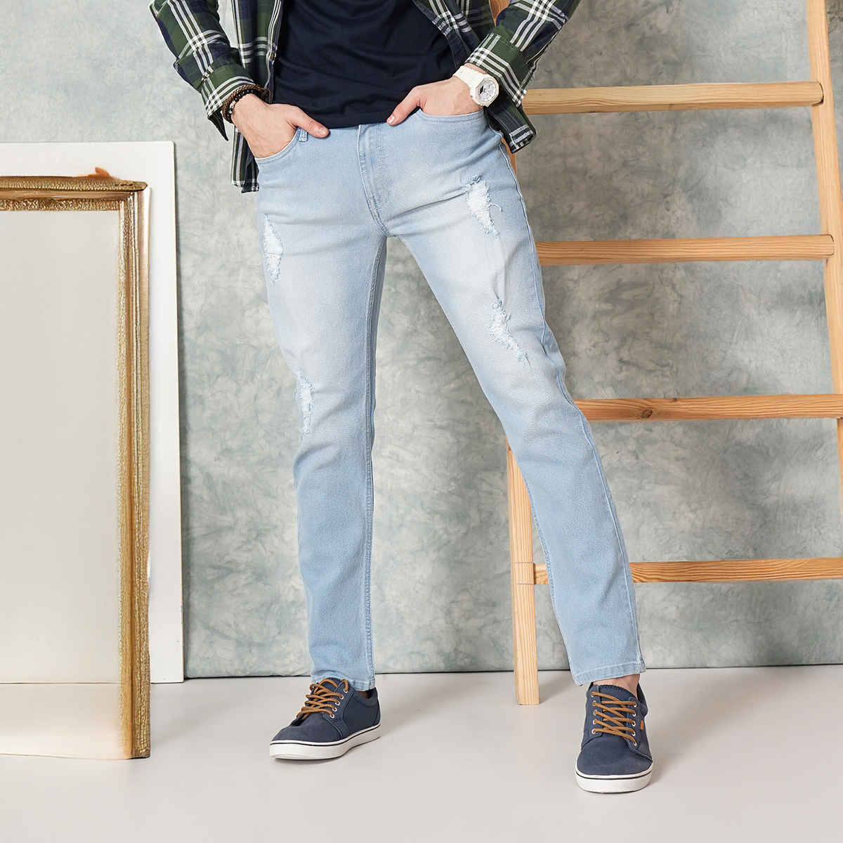 The Indian Garage Co Slim Fit Casual Jeans | Blue - 36