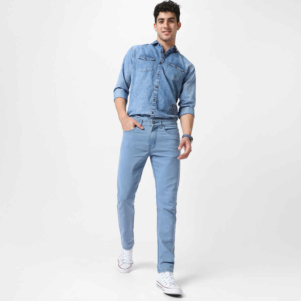 Urbano Fashion Men's Denim Jeans Slim Fit Stretchable | Ice Blue | 34