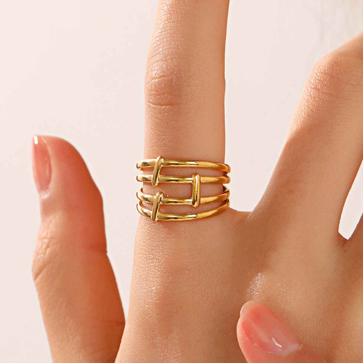 Label She Gold Plated Anti Tarnish Stainless Steel Adjustable Ring | LS-RNG-72162