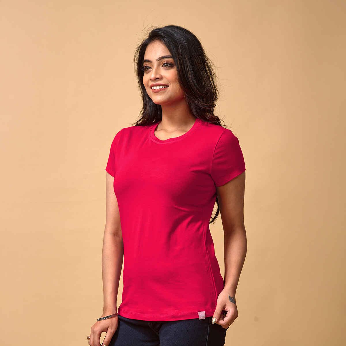 Lyra Women's T-shirt Round Neck Half Sleeve | Fuchsia - XXL