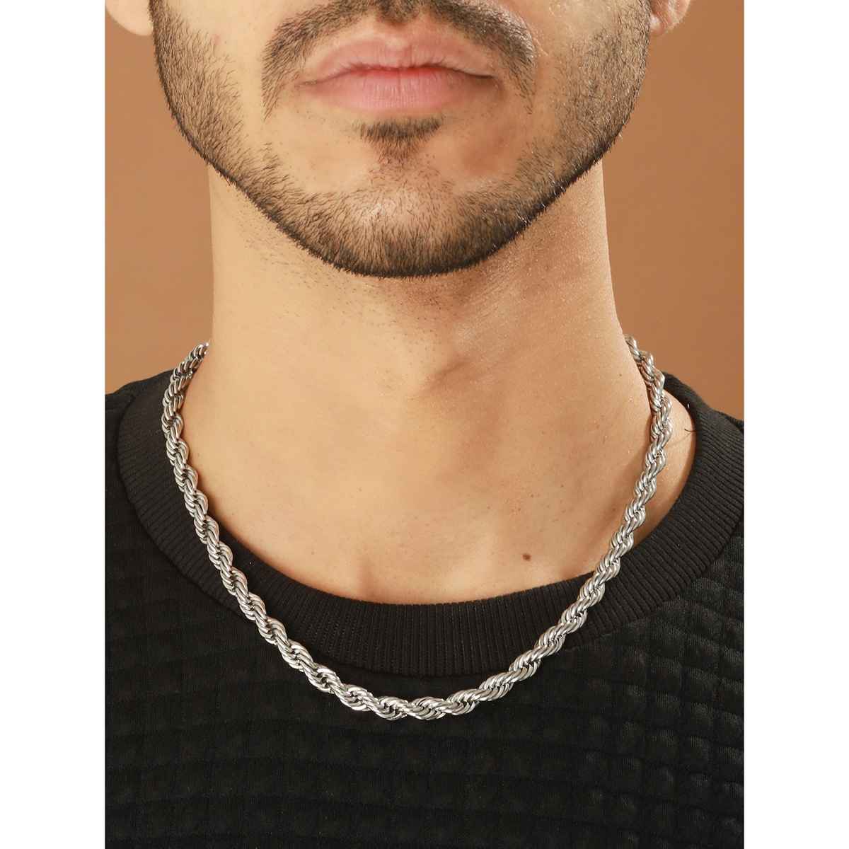 Priyaasi Bold By Priyaasi Trendy Silver-Toned Rope Neck Chain For Men ...