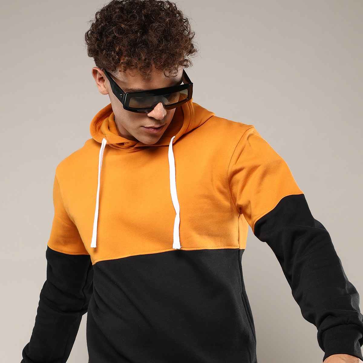 Campus Sutra Men's Stylish Hoodie | Mustard - XL
