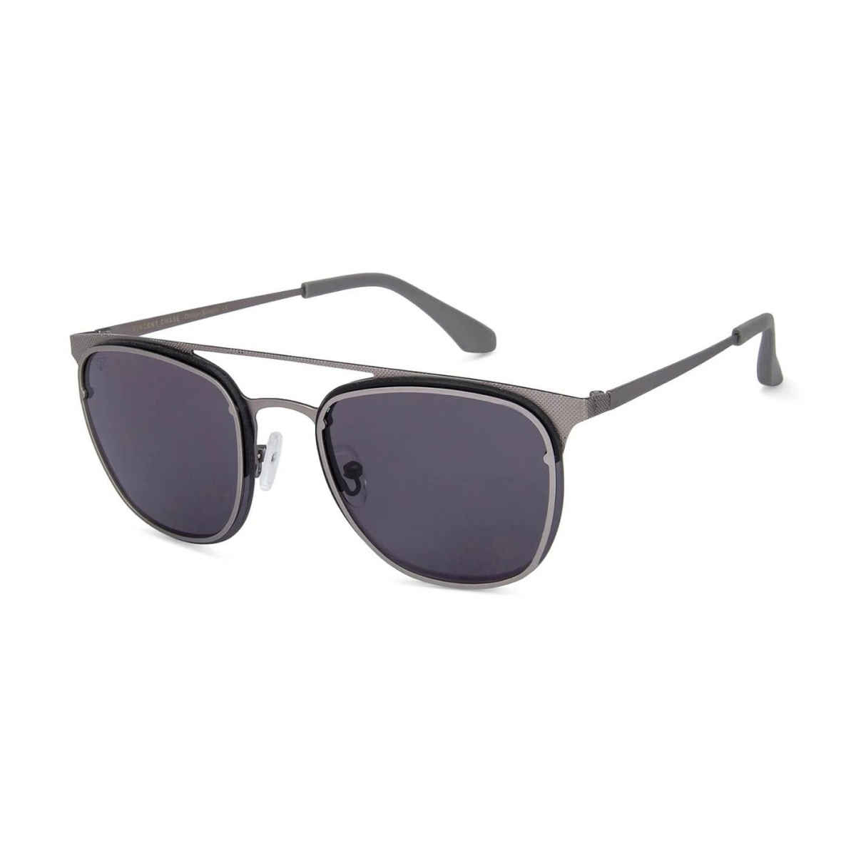 Vincent Chase By Lenskart Unisex Solid Stainless Steel Clubmaster Sunglasses | Dark Grey - M