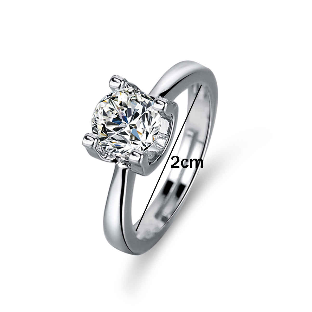 Label She Silver Plated Crystal Studded Solitaire Adjustable Finger Ring(Free Size) | LS-RNG-5207