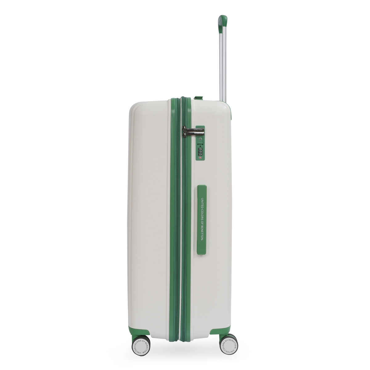 United Colors Of Benetton Solid Polycarbonate 137L Retractable Hard Luggage Trolley Bag | White - M