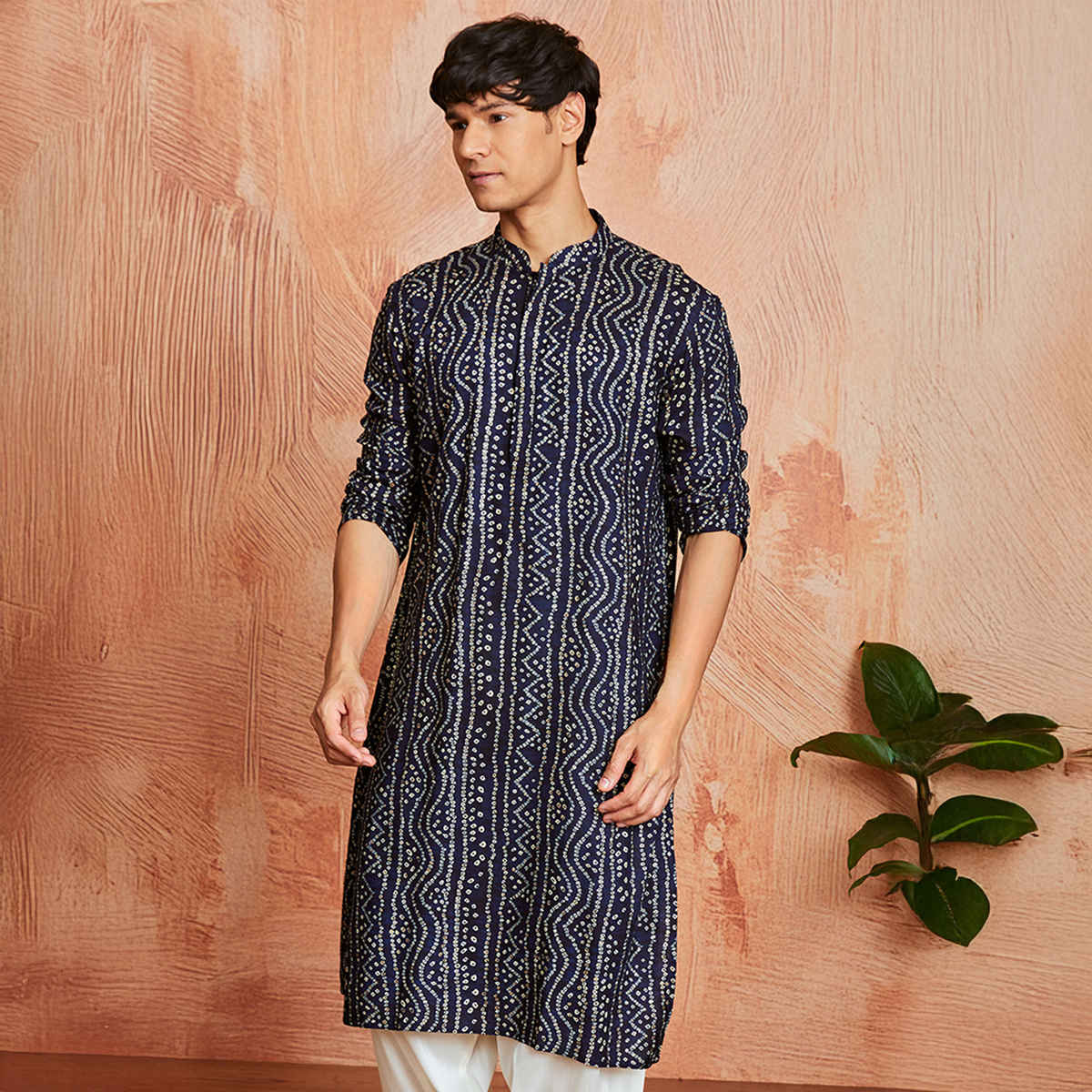 Vastramay Men's Rayon Kurta | Navy Blue - XL