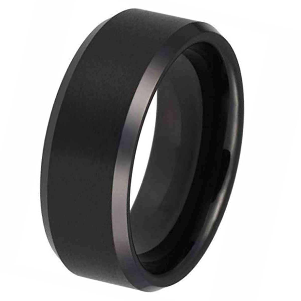 Peora Titanium Band Ring for Men Black Size- US 8