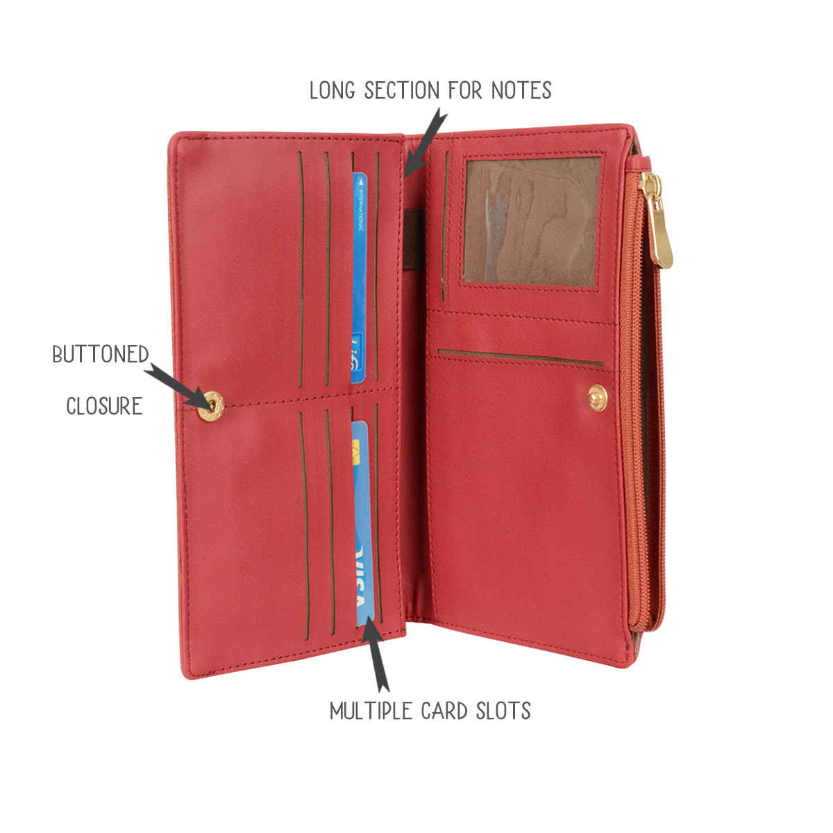 Baggit India Pvt Ltd | Women Large Red Two Fold Wallet