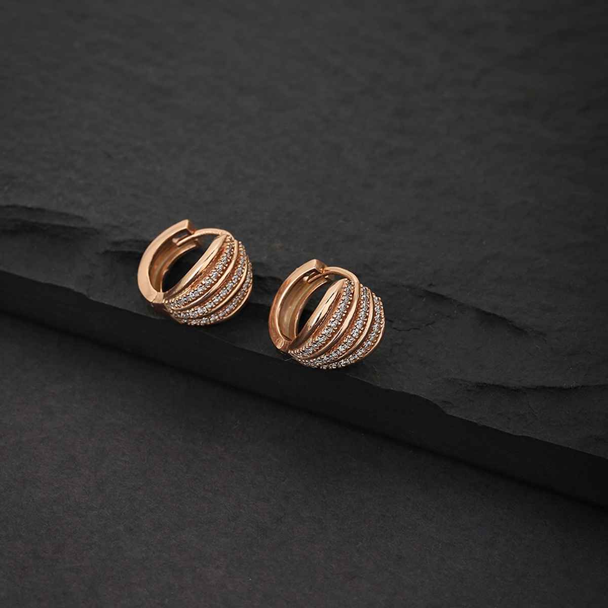 Carlton London 18kt Rose Gold Plated with CZ Mini Hoop Earring | FJE3334