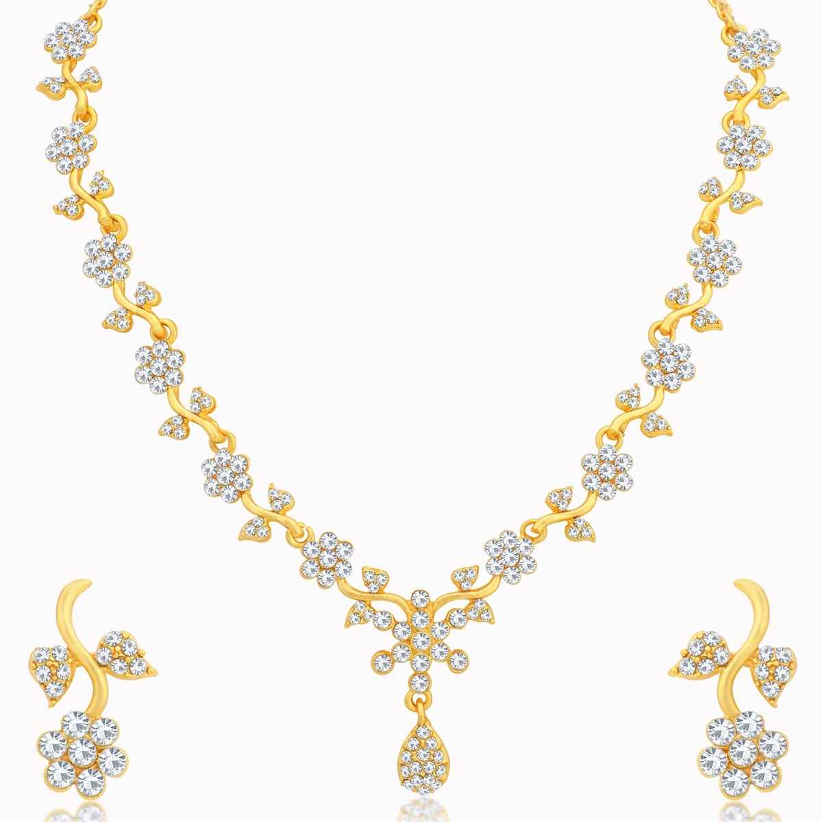 Sukkhi Ethnic Floral Gold Plated Floral Necklace Set For Women