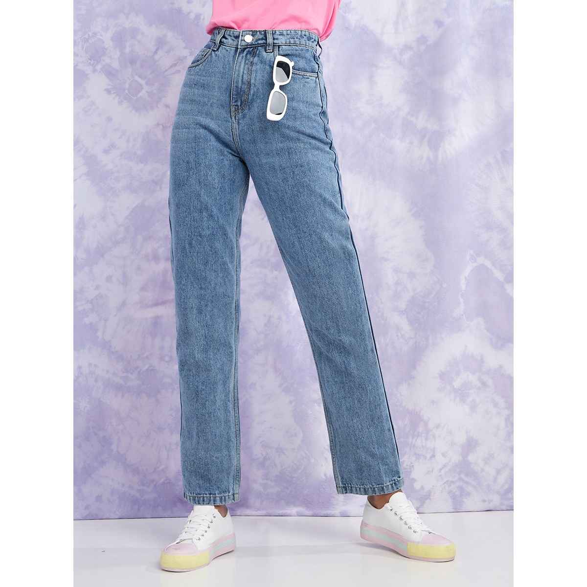 Styli Women's High Rise Stretchable Jeans with Straight Leg | Blue - 32