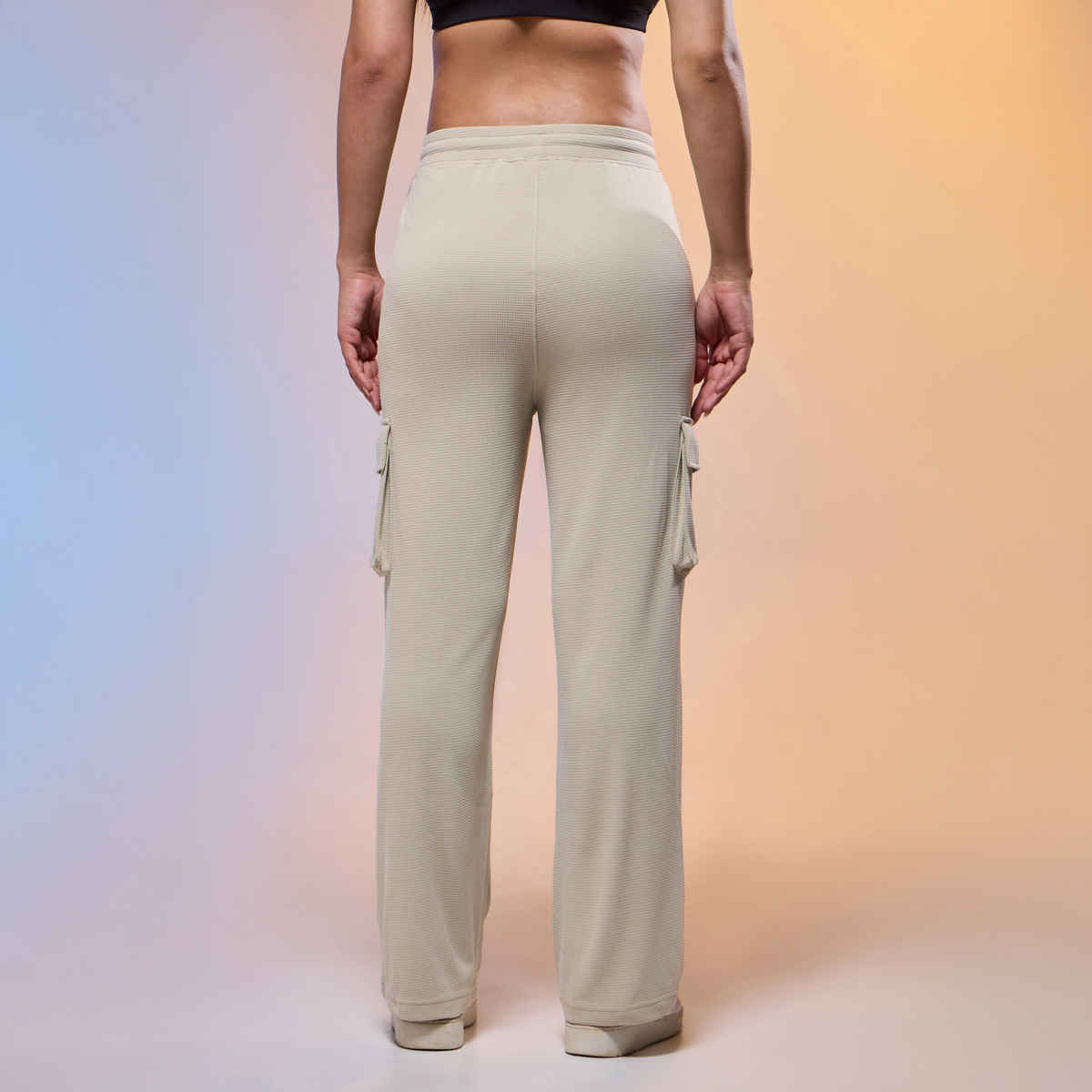 Technosport Women's Straight Fit Sports-Active Cargo Trackpants | Oyester Grey - S