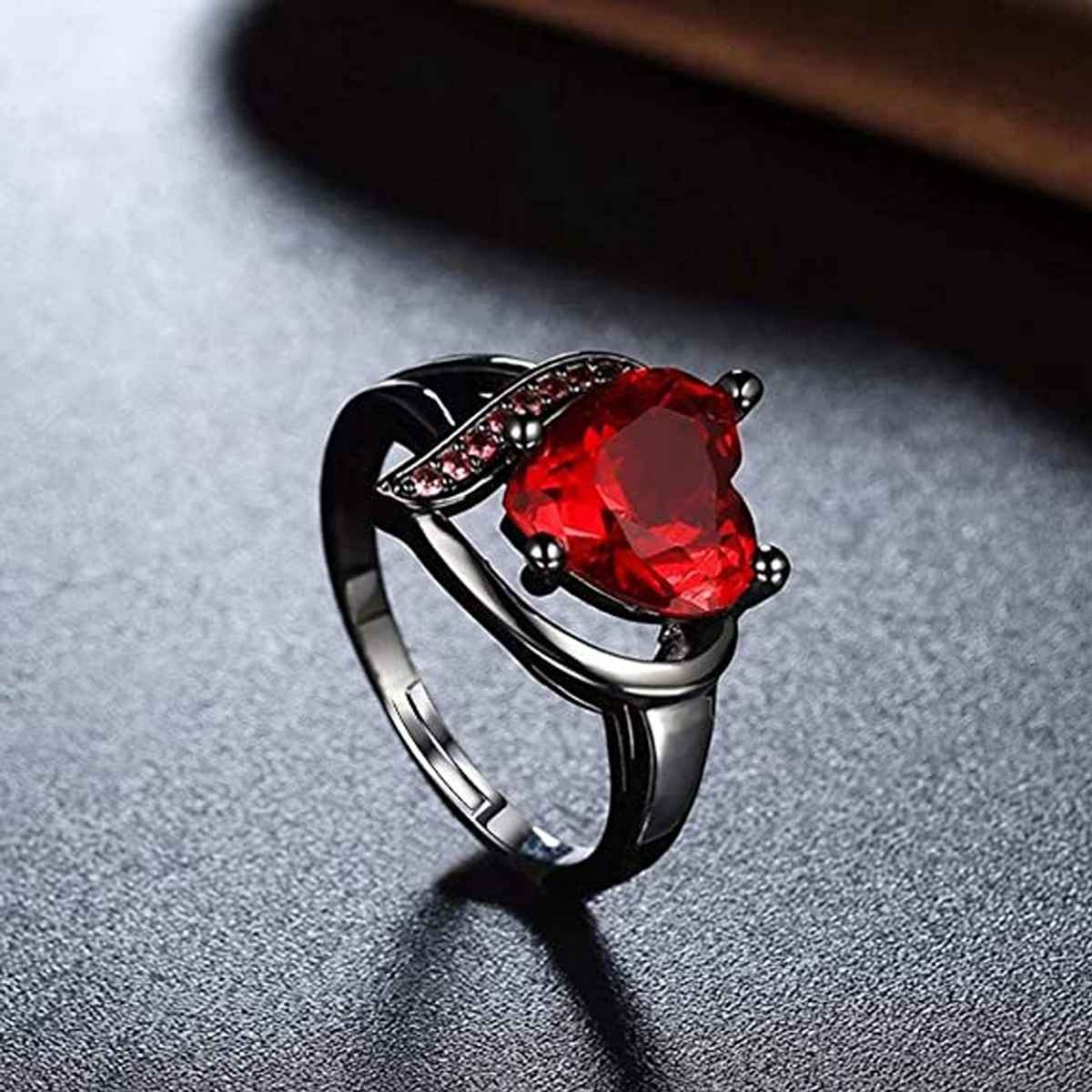Fashion Frill Women's Heart Rings Red Onesize