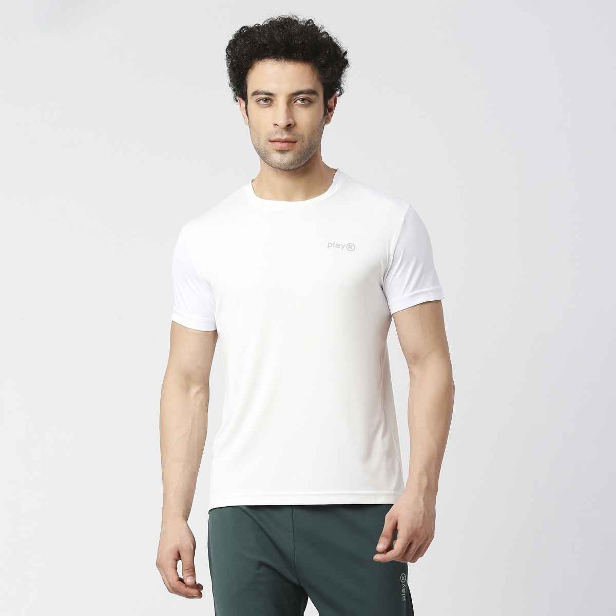 Playr Men's Adult Training Tee Polyester for All Season | White | L