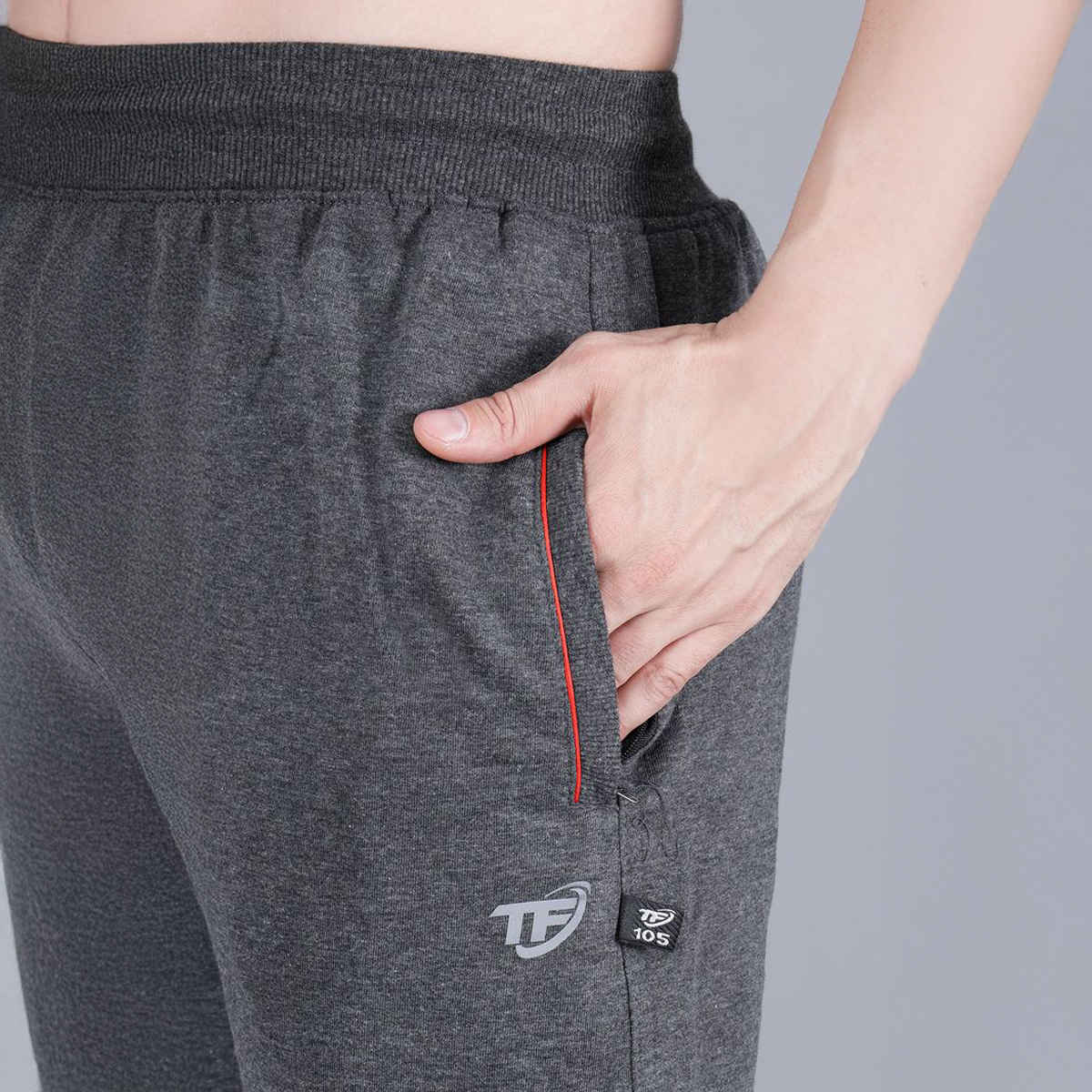Texfro Men Solid Regular Sports Stylish & Casual Trousers Treck Pant | Black Melange, M