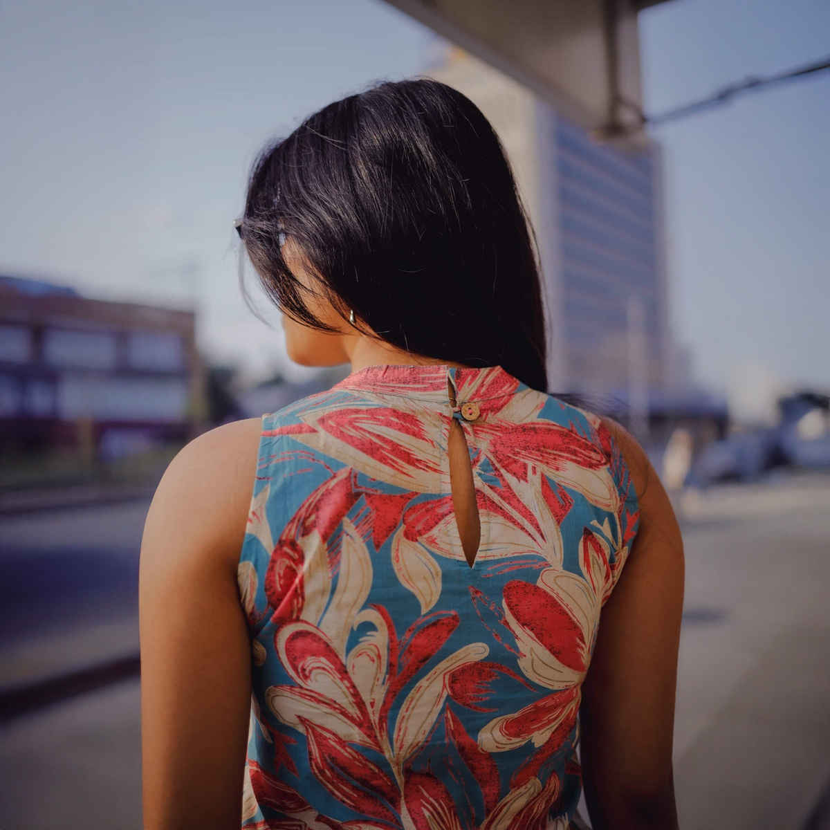 GoSriKi Women's Rayon Blend Straight Printed Kurta with Pant | Blue - L