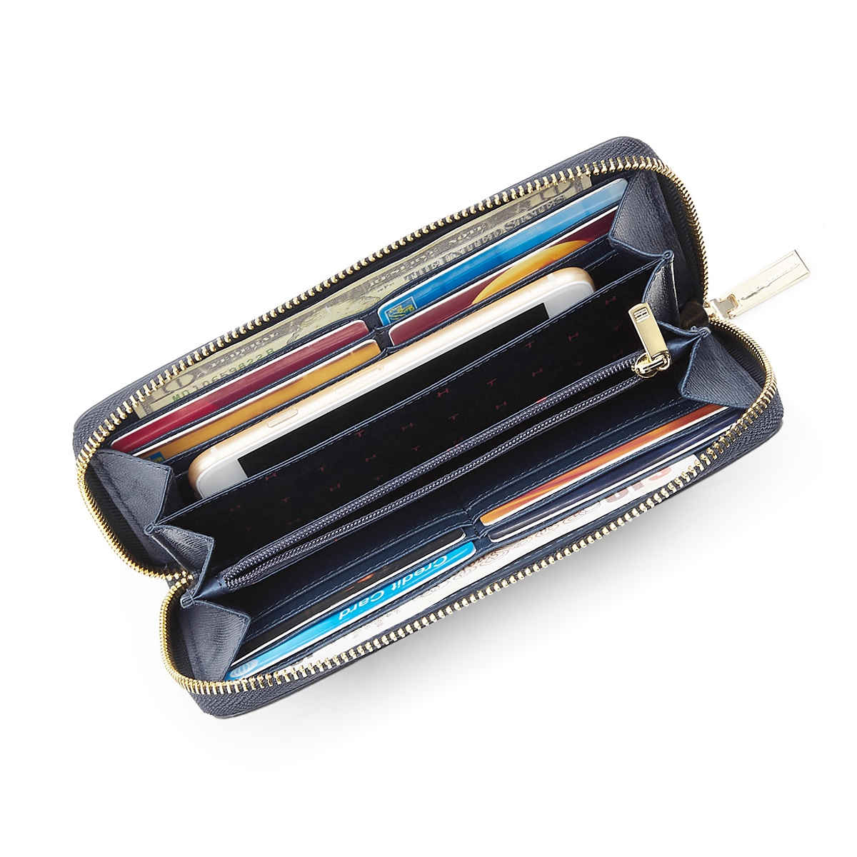 Tommy Hilfiger Women's Solid Leather Wallets | Navy - One Size