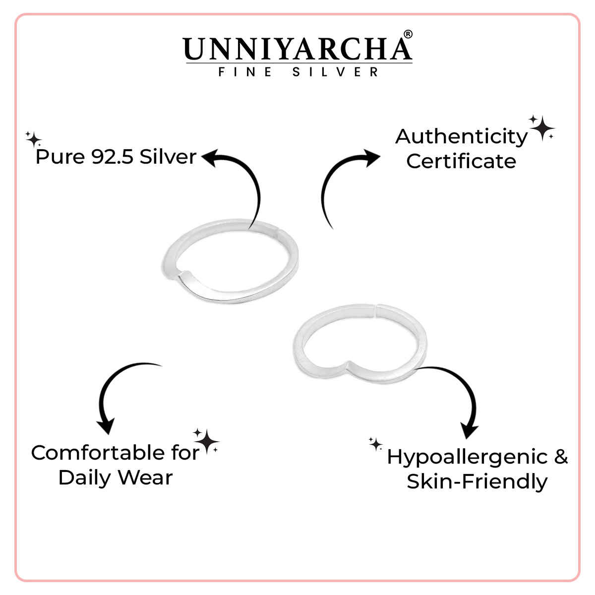 Unniyarcha Chevron 925 Sterling Silver Toe Ring