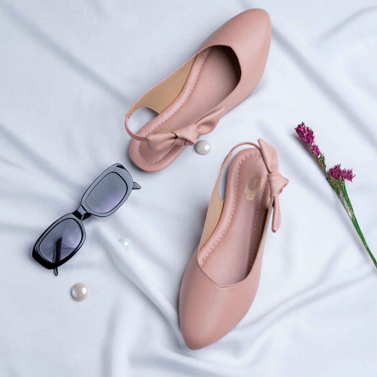 Shoetopia Casual Side Bow Detailed Pink Flat Belly For Women | UK 4