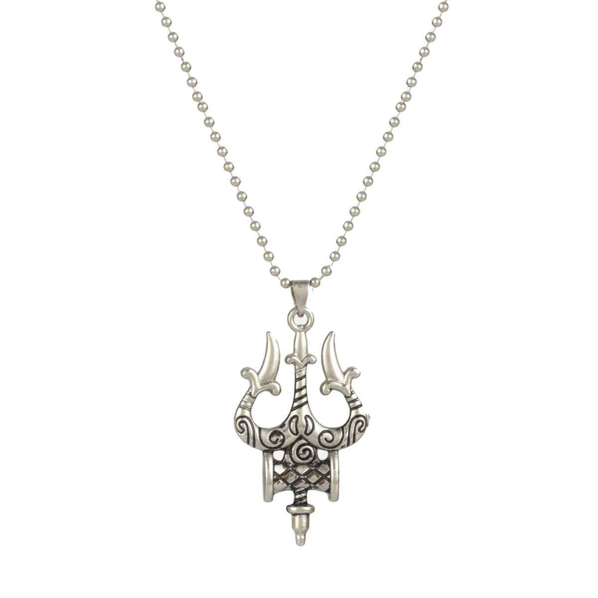 Priyaasi Mighty Trishul Silver-Plated Pendant For Men (Bd-Ch-10015)