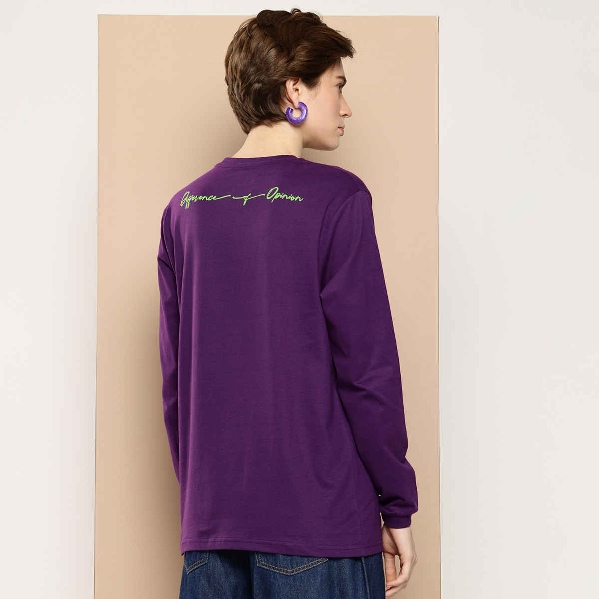 Difference Of Opinion Women's Long Sleeve Oversized T-shirt | Purple - S