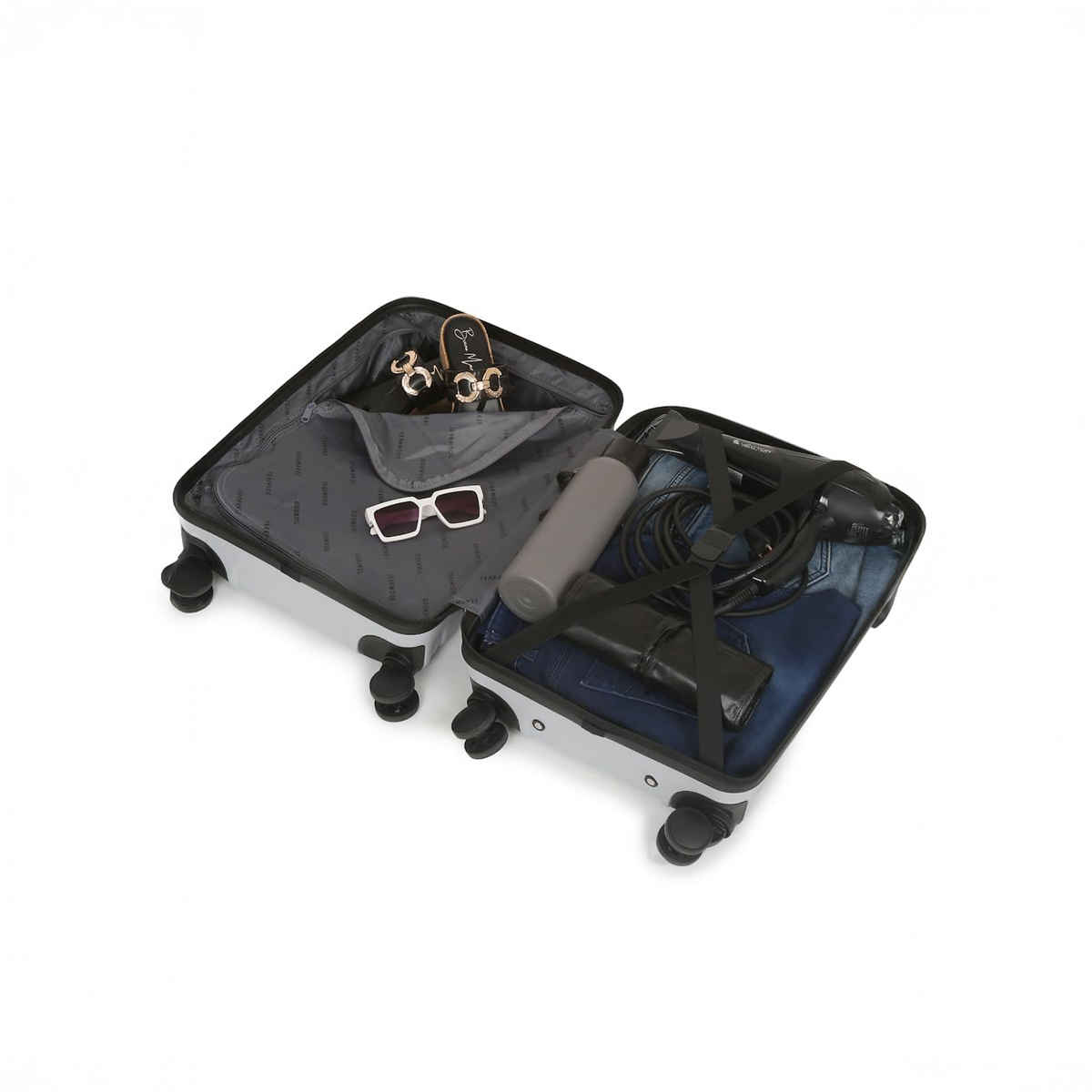 Teakwood Textured ABS 20 L Retractable Trolley Bag | Silver - CabInches Size