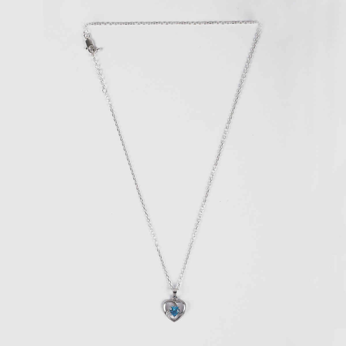 Clara 925 Sterling Silver Heart Pendant Chain Necklace | Rhodium Plated | Swiss Zirconia