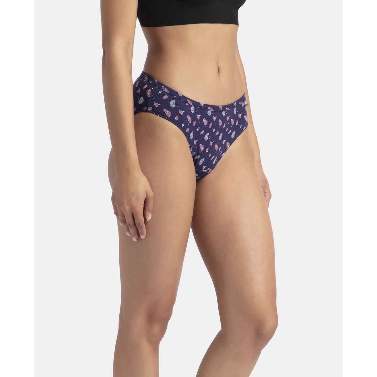 Jockey 1410 Women's Super Combed Cotton Underwear Bikini Panty|PO3 | Multicolor Dark assorted-XXL