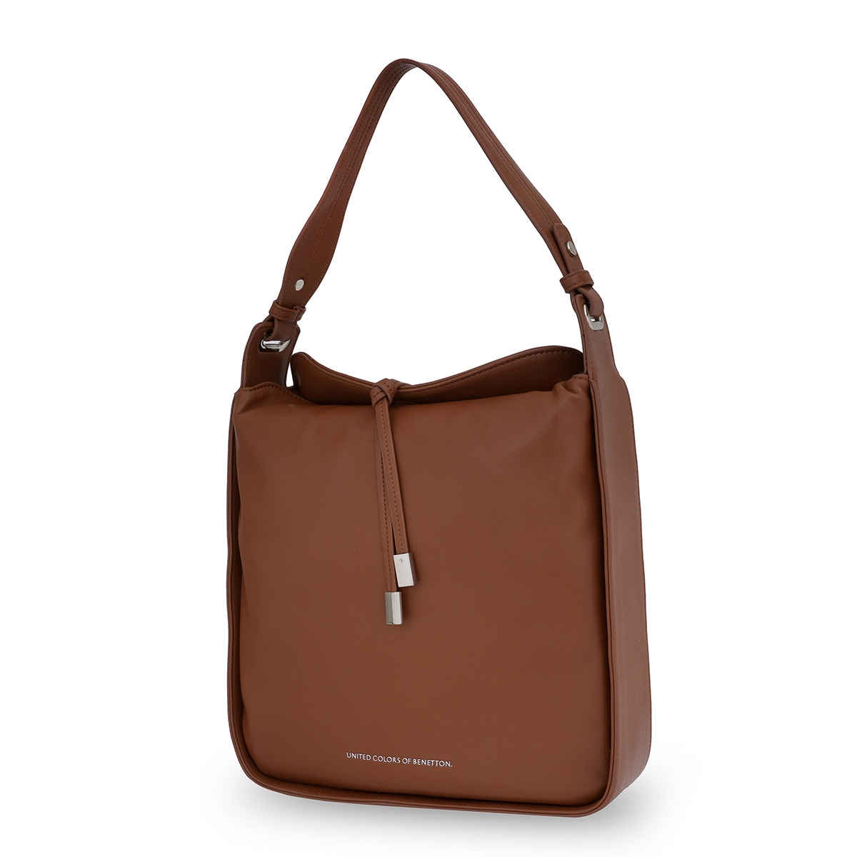 United Colors Of Benetton Women's Solid PU 7.57 L Shoulder Handle Hobo Handbag | Brown - L