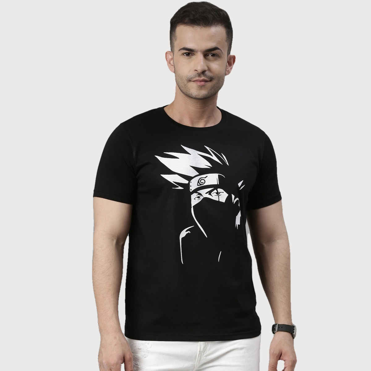 Bushirt Men's Hatake Kakashi | Naruto Anime T-shirt | Black - M