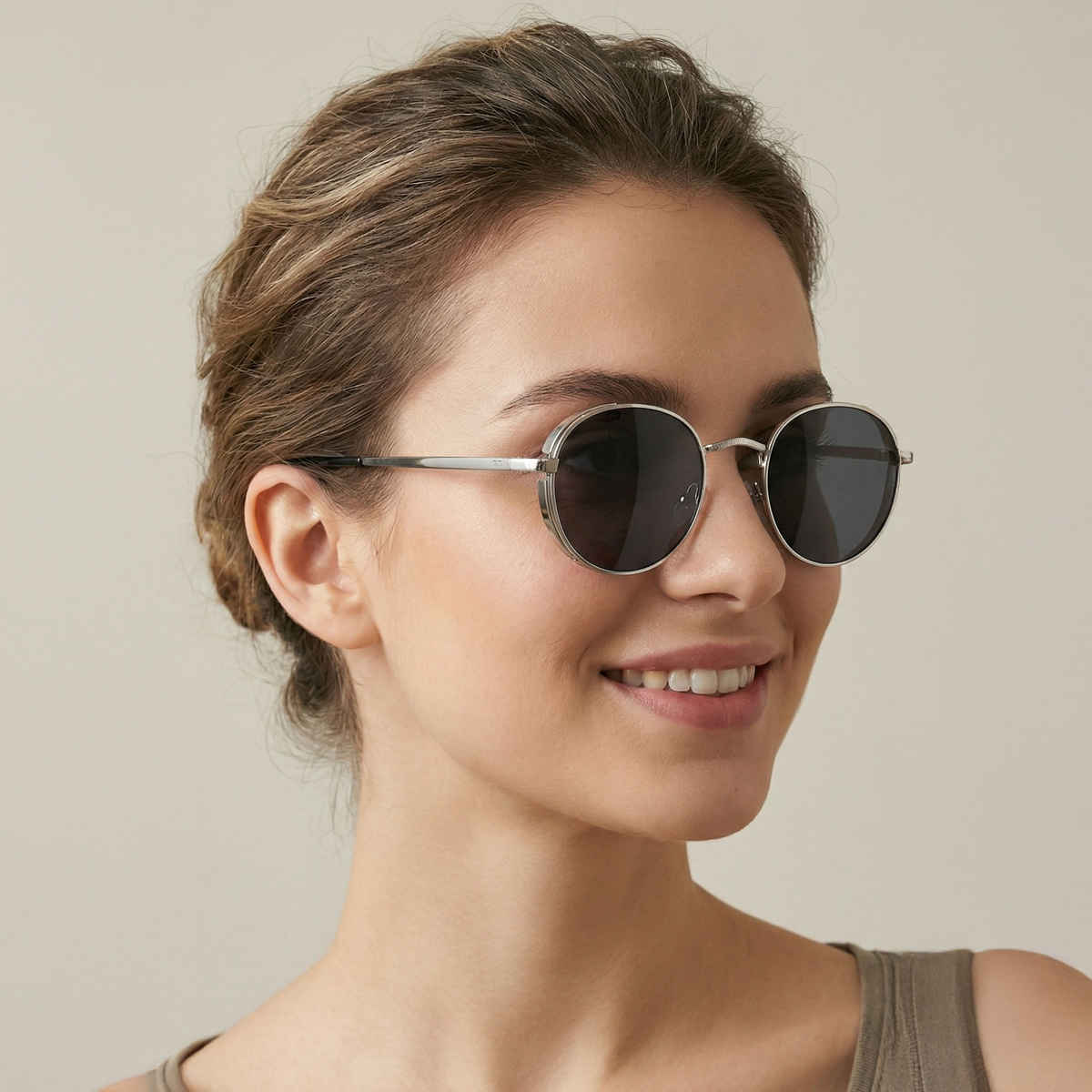 NuVew Unisex Round Sunglasses | Silver & Black | Medium