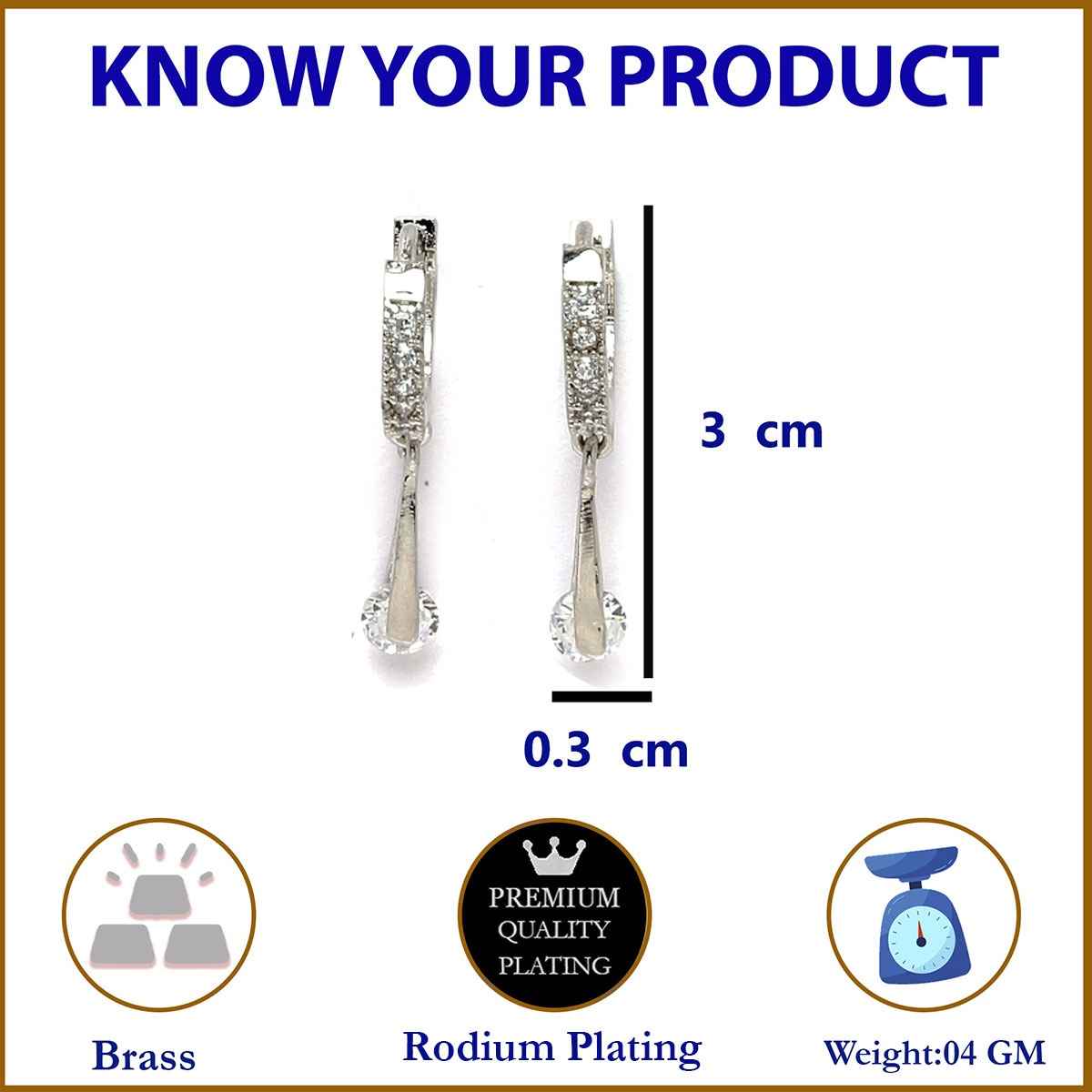 Zeneme Pack Of 6 Rhodium-Plated Teardrop Shaped Drop Earrings For Women & Girls