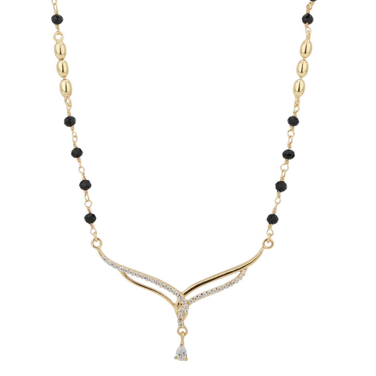 Carlton London 18kt Rose Gold Plated with Glass Bead Fancy Mangalsutra | B849919N-1