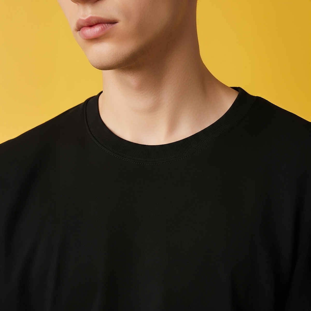 BENNY BROOKS Men's Round Neck half sleeve Oversized T-shirt |AA(ARN)BLACK43 | Black - L
