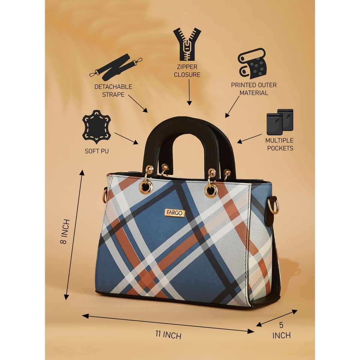 Fargo Stylish Women Grey Handbag