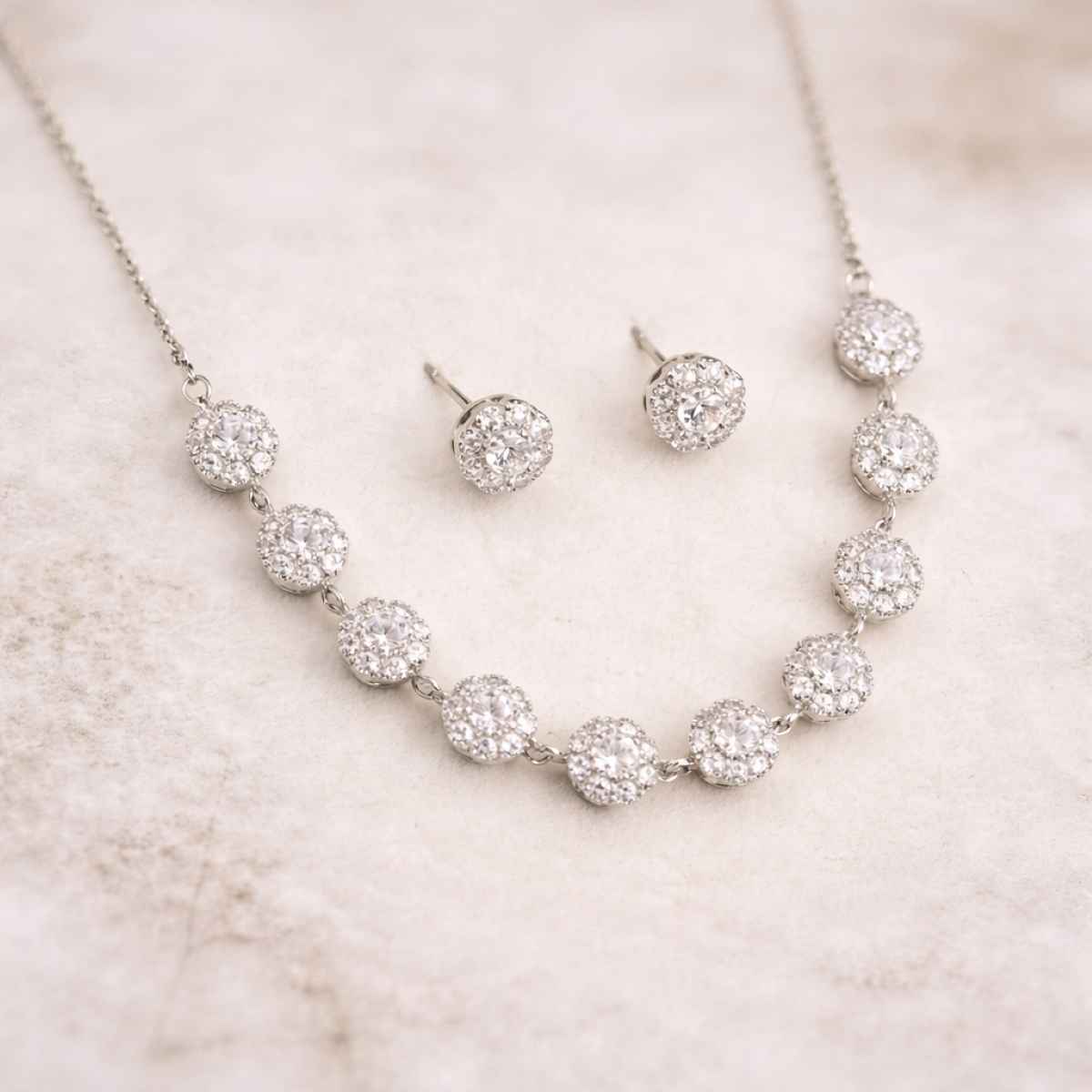 The Opal Factory Diamante Necklace Set with Roses Gift | Silver | Mothers Day
