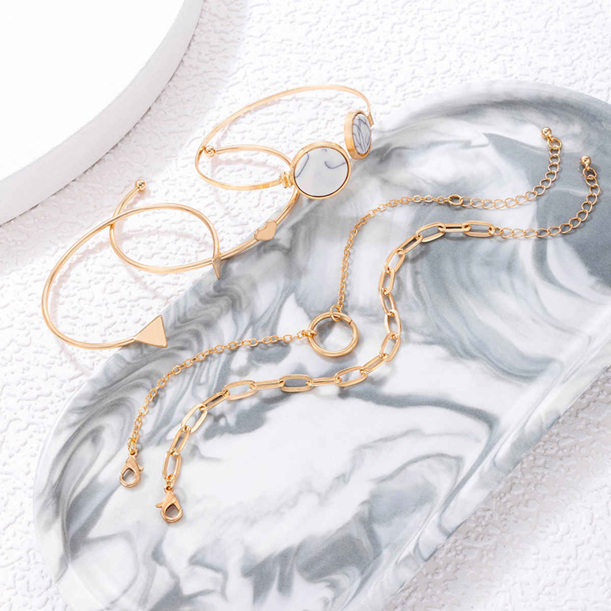 Jewels Galaxy Gold Plated Set Of 5 Contemporary Stackable Korean Bracelet Combo | 1 Pack