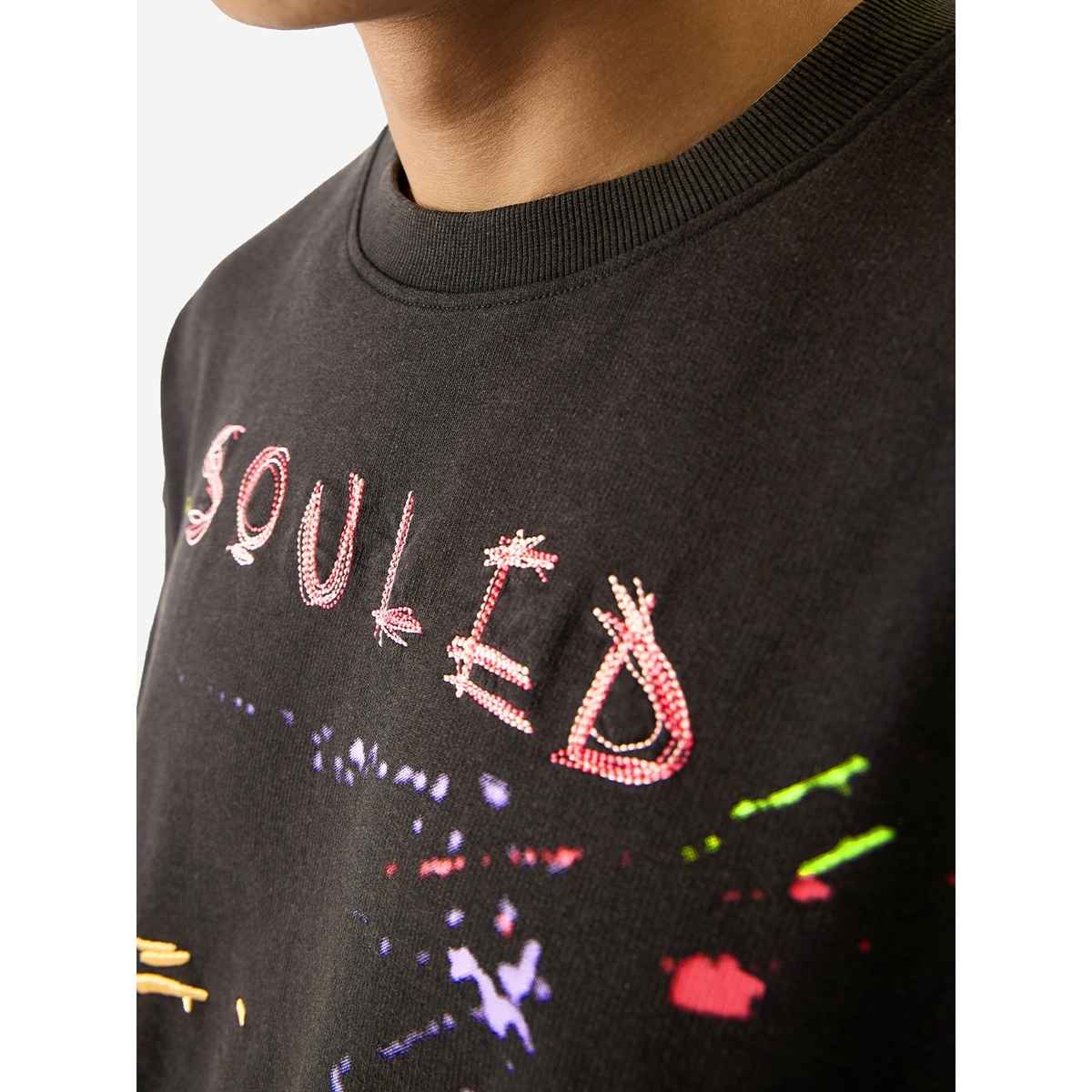The Souled Store Men's TSS Originals Stitch Oversized T-shirt | Grey - S