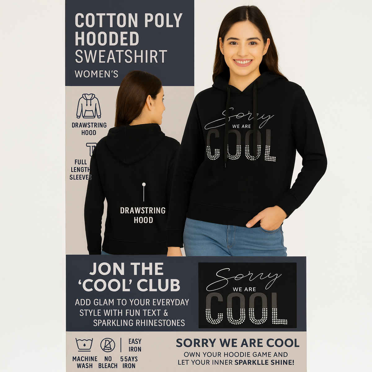 GCYX Women's COOL HOOD Sweatshirt | Black - M