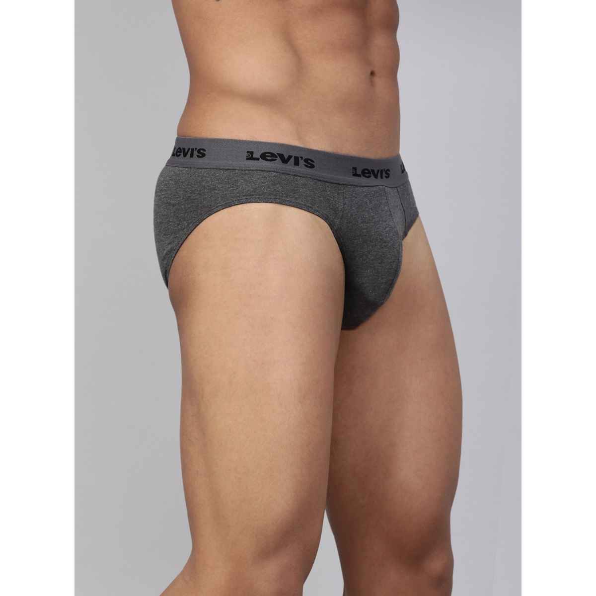 Levi's 009 Men's Neo Brief | Contoured Double Pouch | Pack of 2 | D. Grey Mel,D. Grey Mel | L